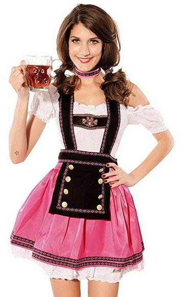 BFJFY Women's Pink Oktoberfest Dress Halloween Beer Festival Maid Cosplay Costume - bfjcosplayer