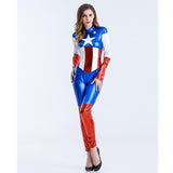 BFJFY Women Superhero Halloween Costume Captain America Cosplay Jumpsuit - bfjcosplayer