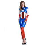 BFJFY Women Superhero Halloween Costume Captain America Cosplay Jumpsuit - bfjcosplayer