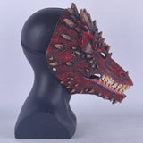 Red Dragon Mask Moveable Mouth Helmet for Kids Teens Halloween Costume Party
