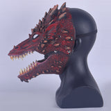 Red Dragon Mask Moveable Mouth Helmet for Kids Teens Halloween Costume Party