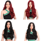 Long Wavy Red Black Pink Synthetic Wigs for Women Cosplay Party