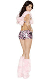 BFJFY Women Sexy Pink Faux Fur Leopard Catlady Halloween Cosplay Costume - bfjcosplayer