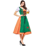BFJFY Adult Womens Orange German Oktoberfest Beer Girl Maid Party Costume - bfjcosplayer