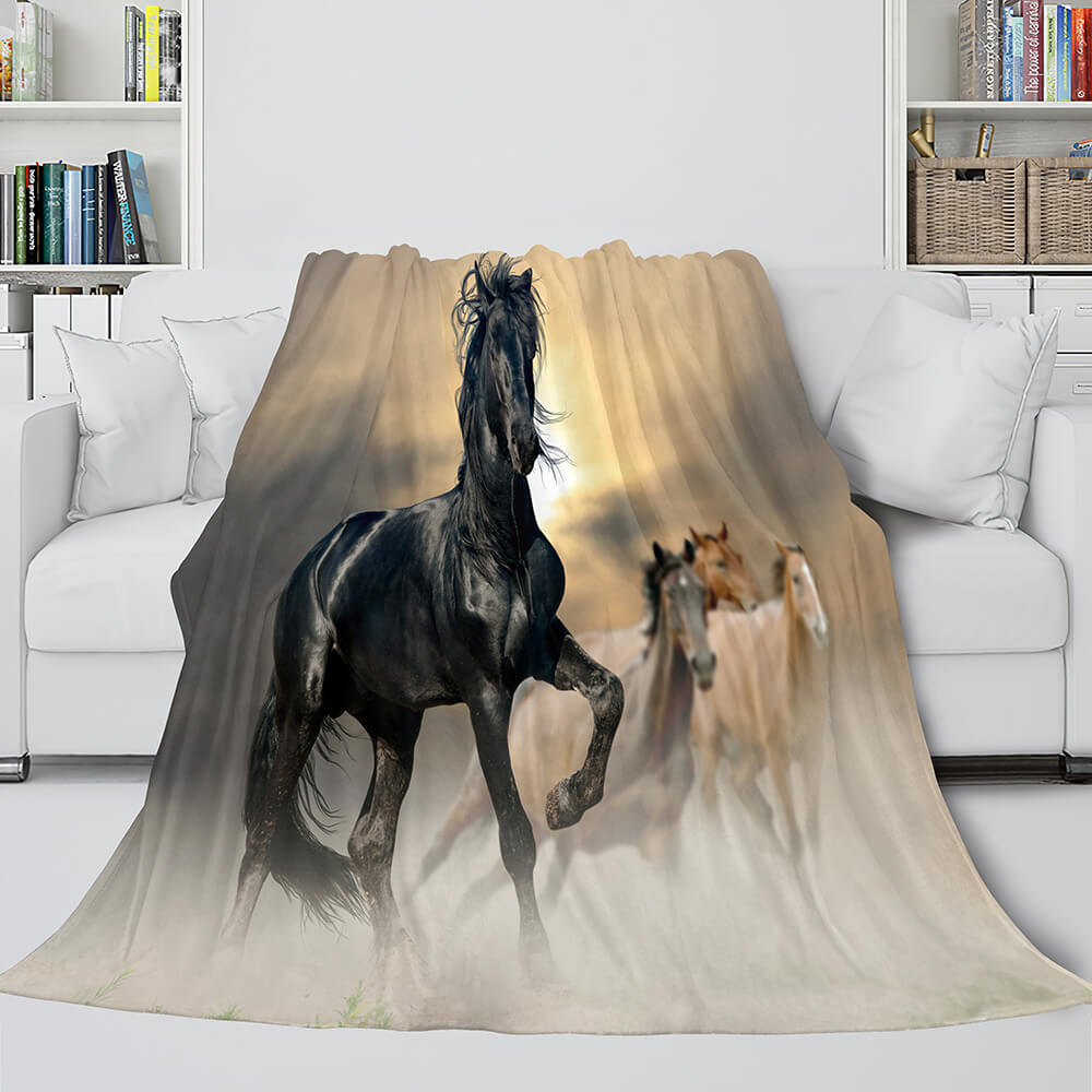 Animal Horse Cosplay Flannel Blanket Room Decoration Throw