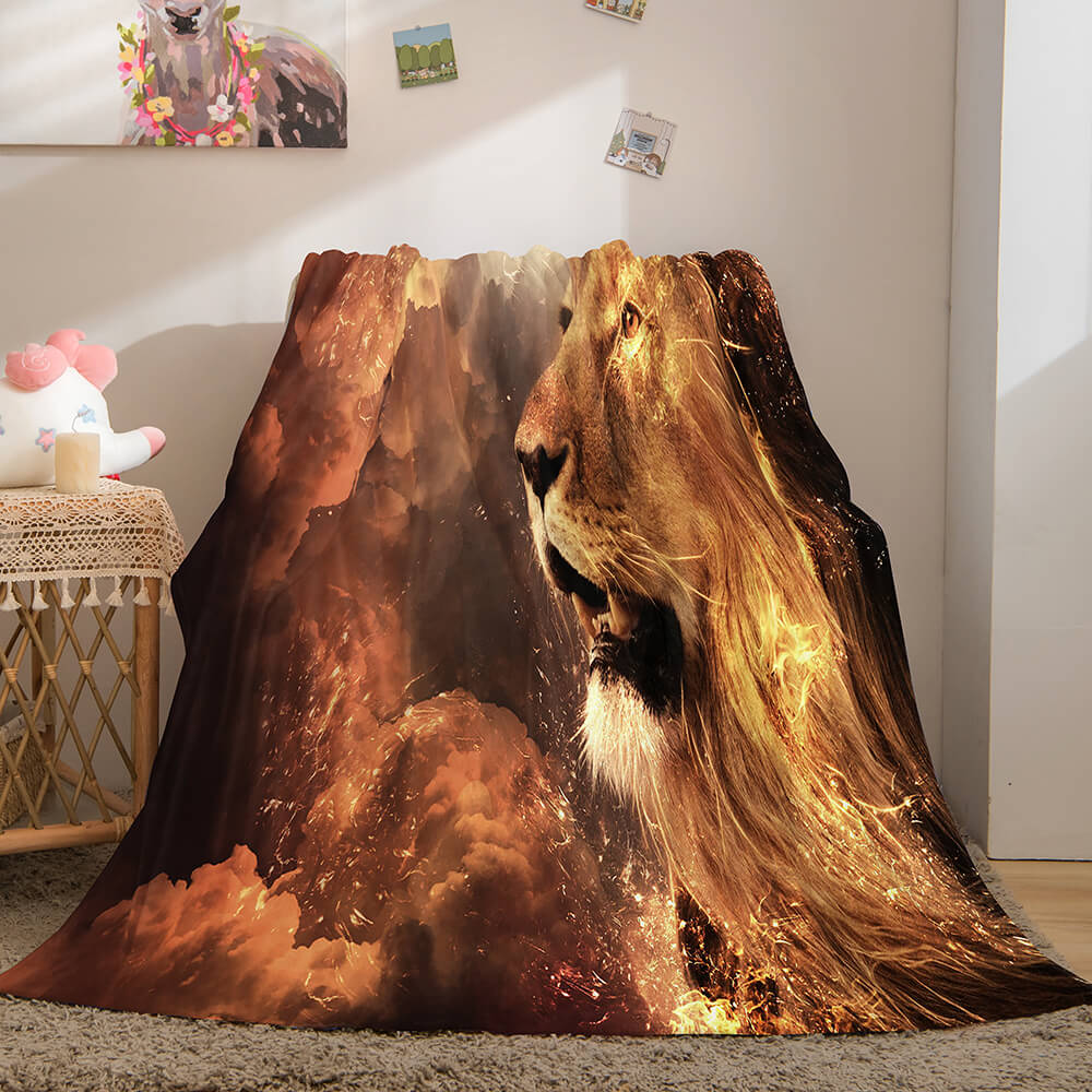 Animal Lion Cosplay Flannel Blanket Room Decoration Throw
