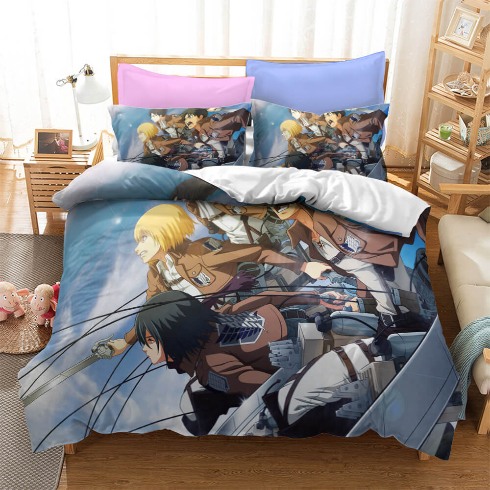 Anime Attack on Titan Cosplay Duvet Cover Set Halloween Quilt Cover