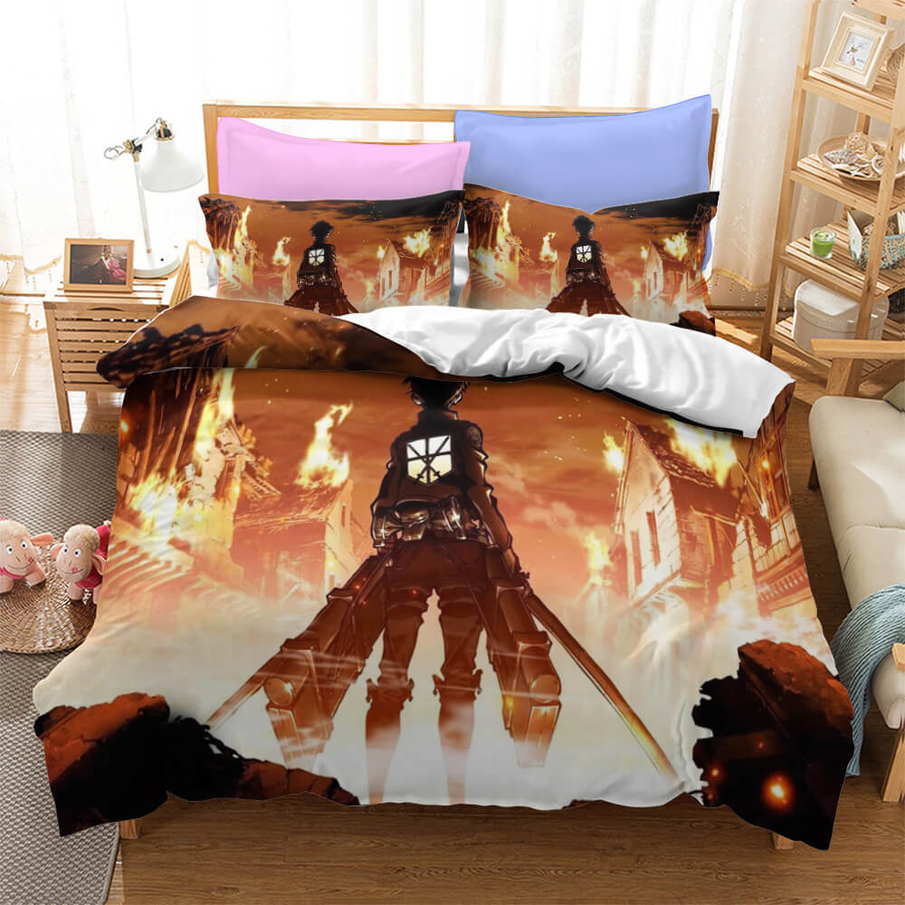 Anime Attack on Titan Cosplay Duvet Cover Set Halloween Comforter