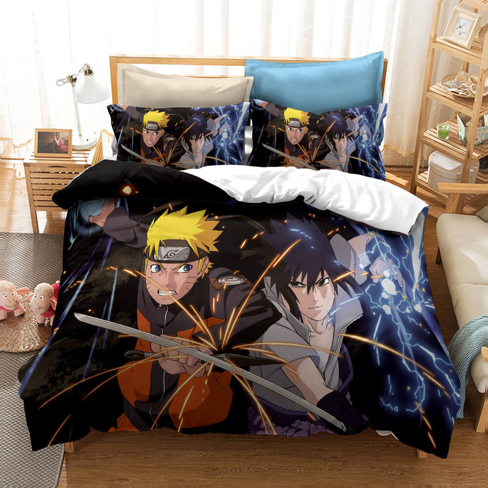 Anime Naruto Kakashi Sasuke Cosplay Duvet Cover Set Halloween Comforter