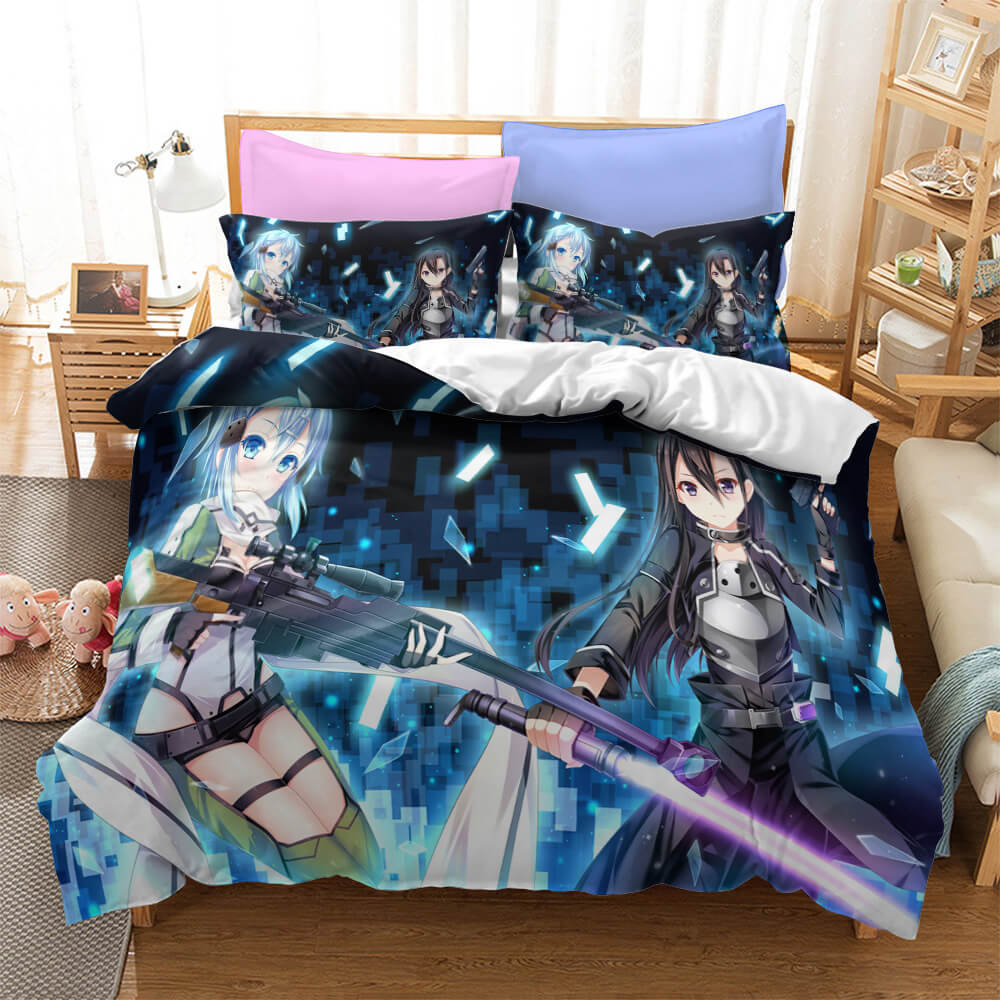 Anime Sword Art Online Cosplay Bedding Set Duvet Cover Halloween Bed Sheets