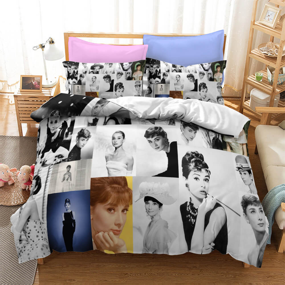 Audrey Hepburn Cosplay Bedding Set Duvet Cover Halloween Bed Sheets