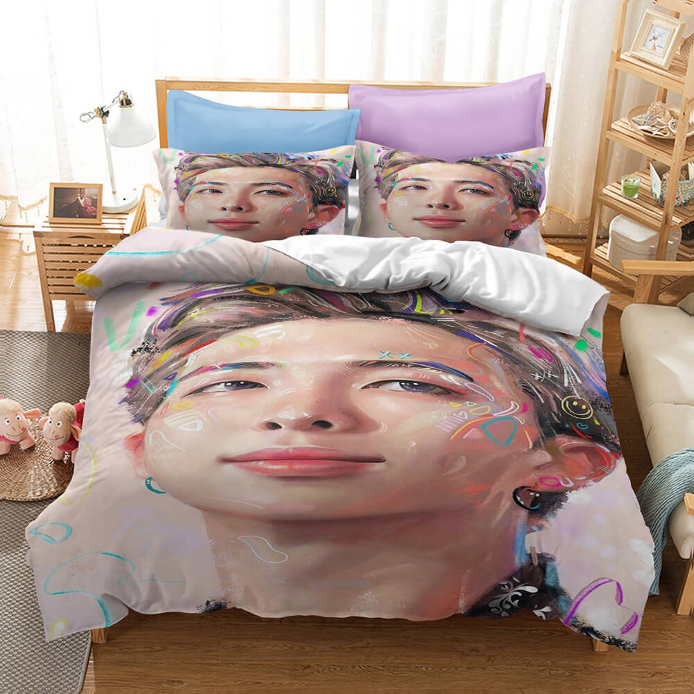 BTS Bangtan Boys Cosplay Bedding Set Duvet Cover Halloween Sheets Bed Set