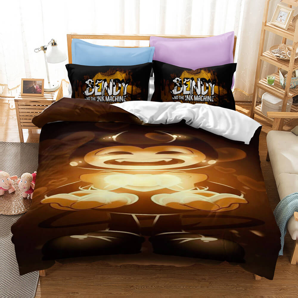 Game Bendy And The Ink Machine Cosplay Bedding Set Duvet Cover Halloween Bed Sheets