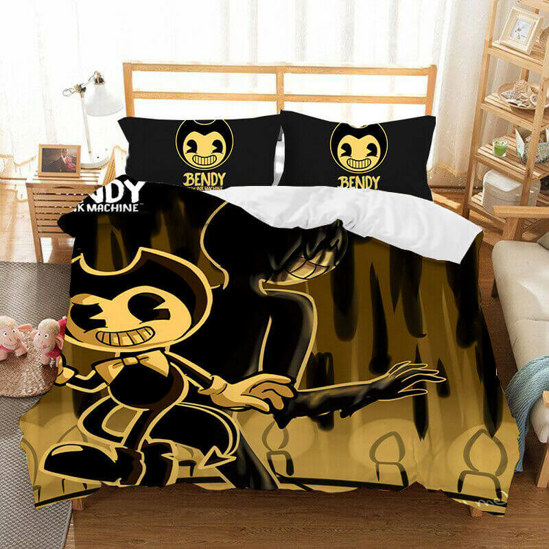 Game Bendy And The Ink Machine Cosplay Bedding Set Duvet Cover Halloween Bed Sheets