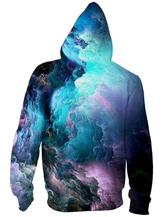 BFJmz Colorful Cloud Printing Hooded Sweater 3D Printing Coat Leisure Sports Sweater Autumn And Winter - bfjcosplayer
