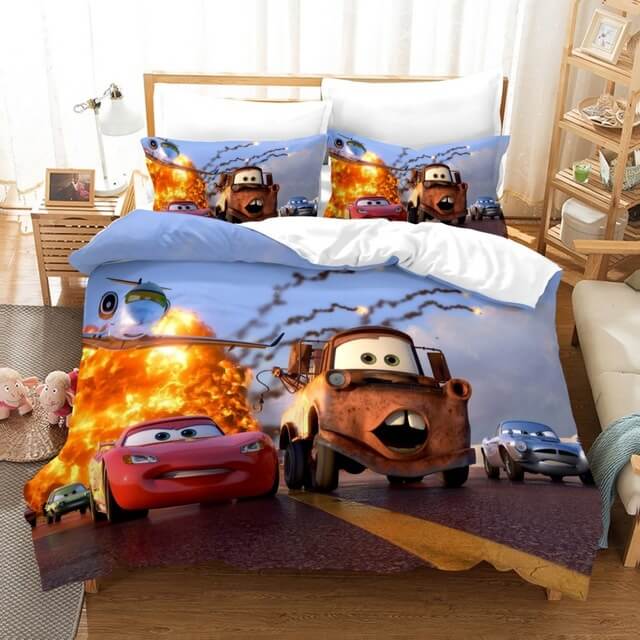 Cartoon Cars Cosplay Bedding Duvet Cover Halloween Sheets Bed Set