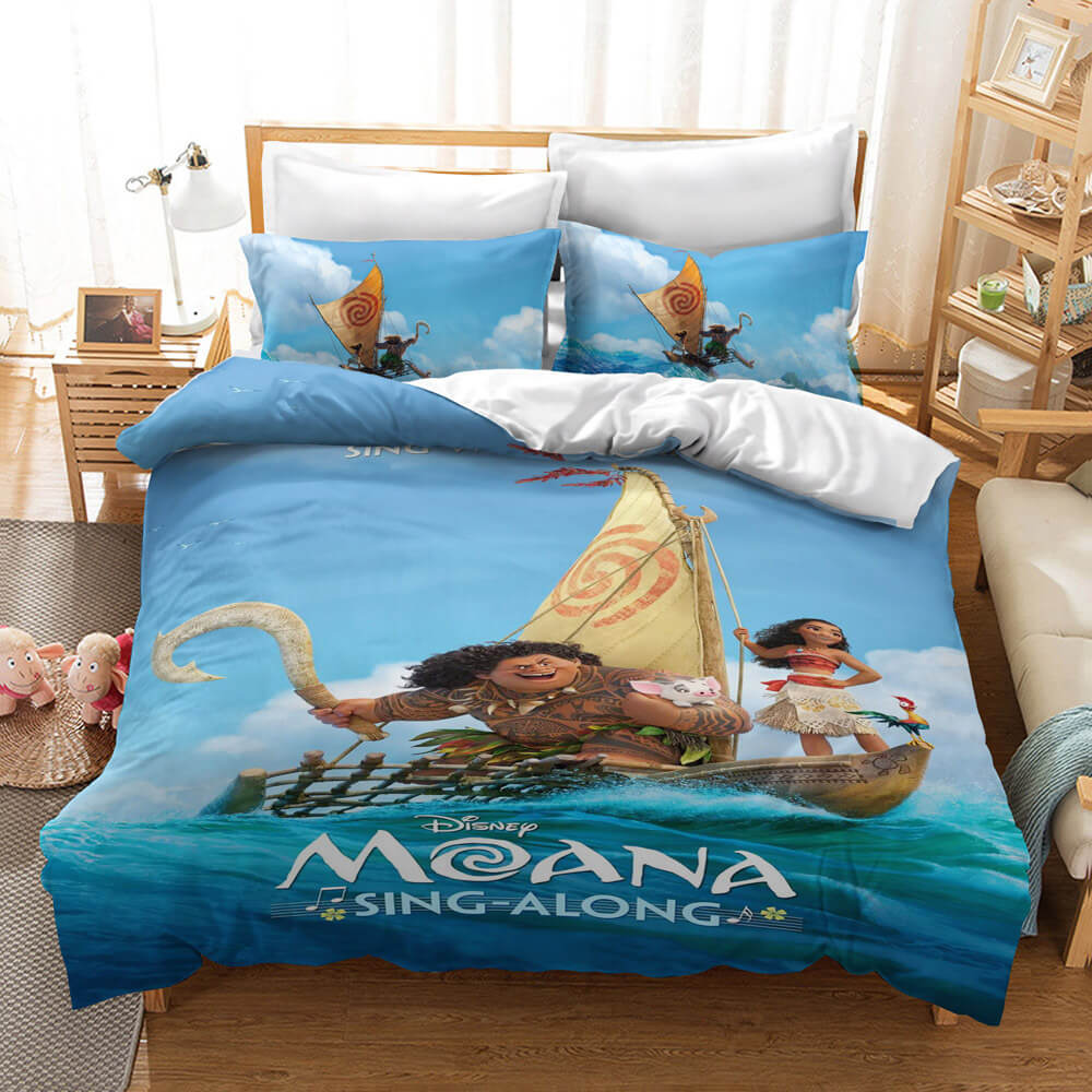 Cartoon Moana Cosplay Bedding Duvet Cover Halloween Sheets Bed Set