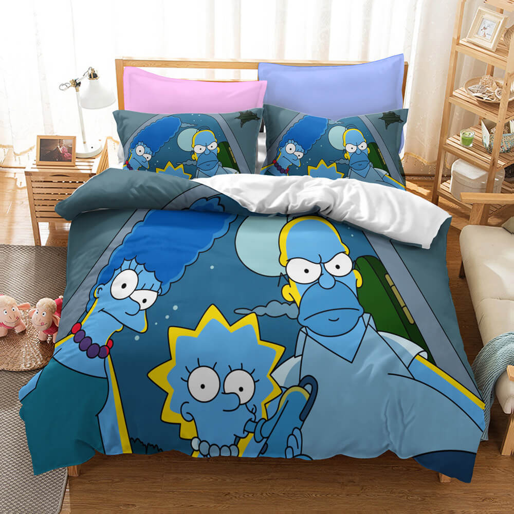 Cartoon The Simpsons Cosplay Bedding Set Duvet Cover Halloween Bed Sheets