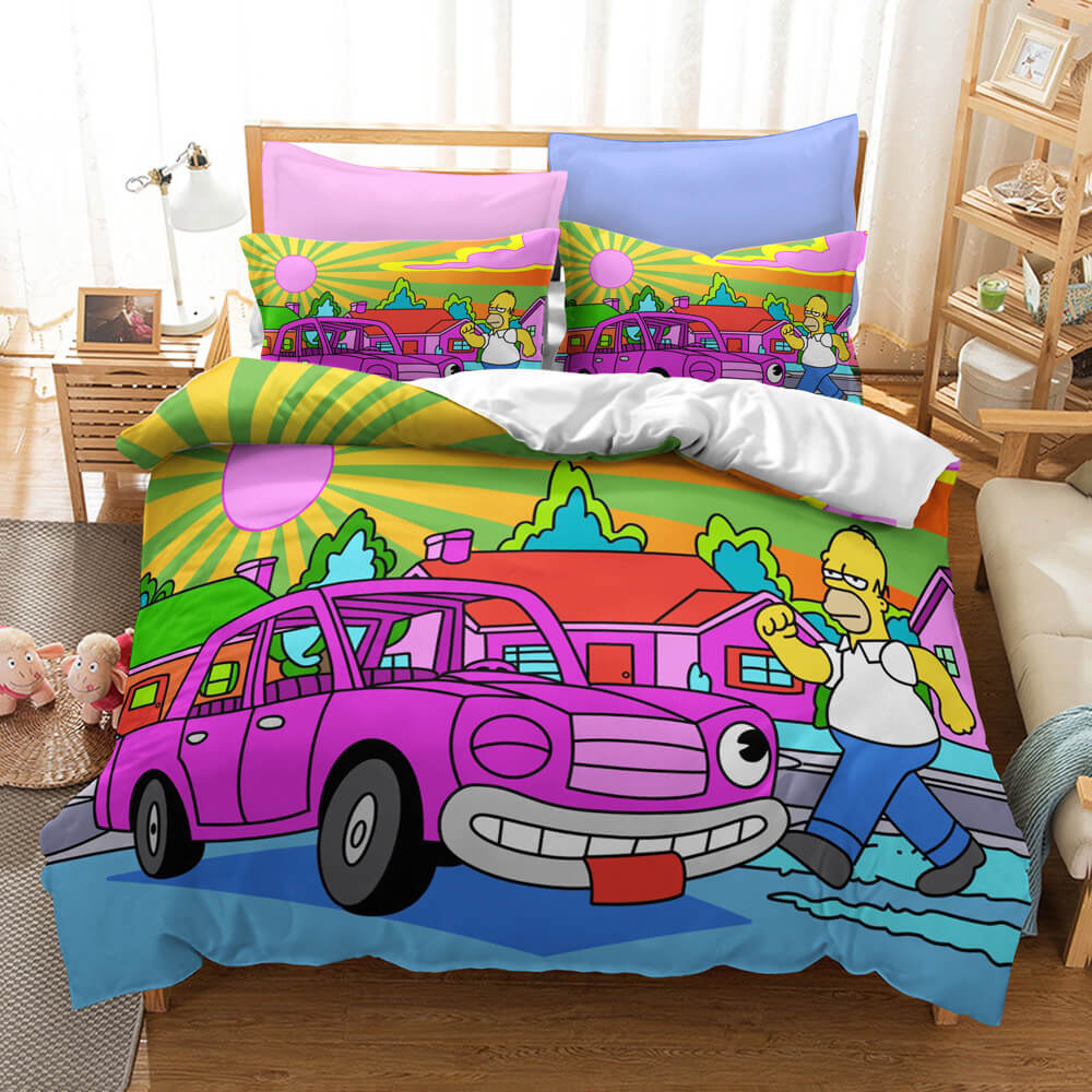 Cartoon The Simpsons Cosplay Bedding Set Duvet Cover Halloween Bed Sheets