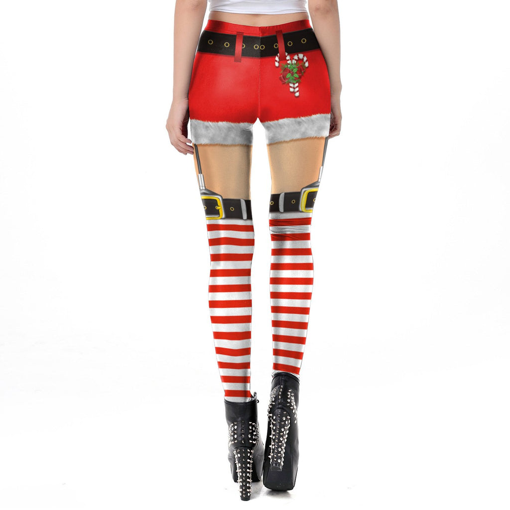 2019 Christmas Leggings Women's Fashion Sexy 3D Digital Printing Feet Pants - bfjcosplayer