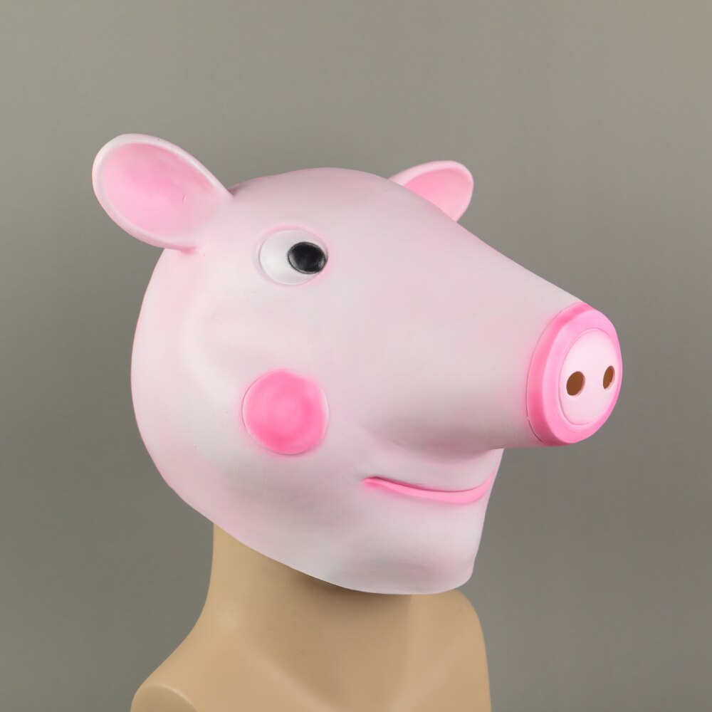Cosplay Cute Pig George Halloween Animal Masquerade Fancy Dress Latex Helmet