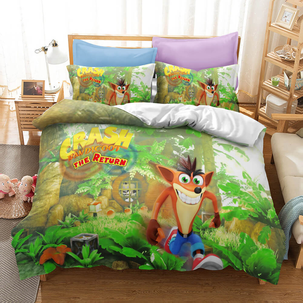 Crash Bandicoot Cosplay Bedding Set Duvet Cover Halloween Bed Sheets
