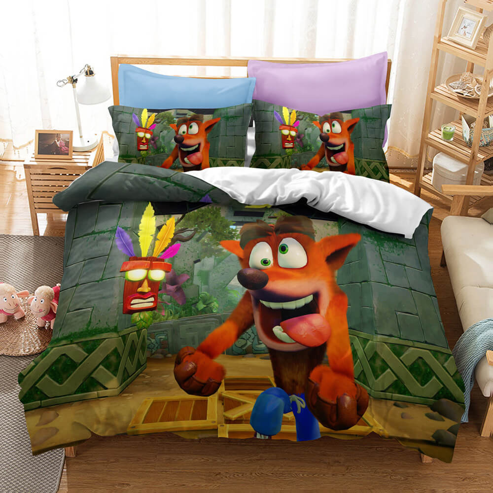 Crash Bandicoot Cosplay Bedding Set Duvet Cover Halloween Bed Sheets
