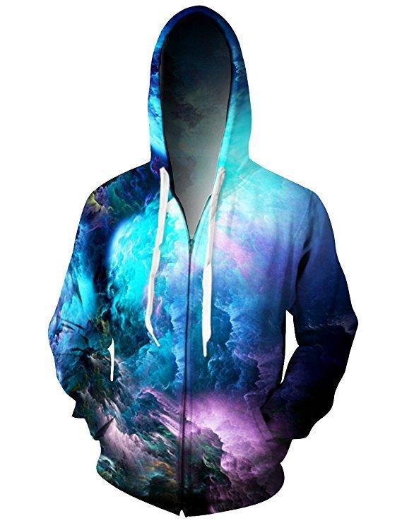 BFJmz Colorful Cloud Printing Hooded Sweater 3D Printing Coat Leisure Sports Sweater Autumn And Winter - bfjcosplayer