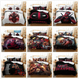 Deadpool Cosplay Bedding Duvet Cover Halloween Sheets Bed Set