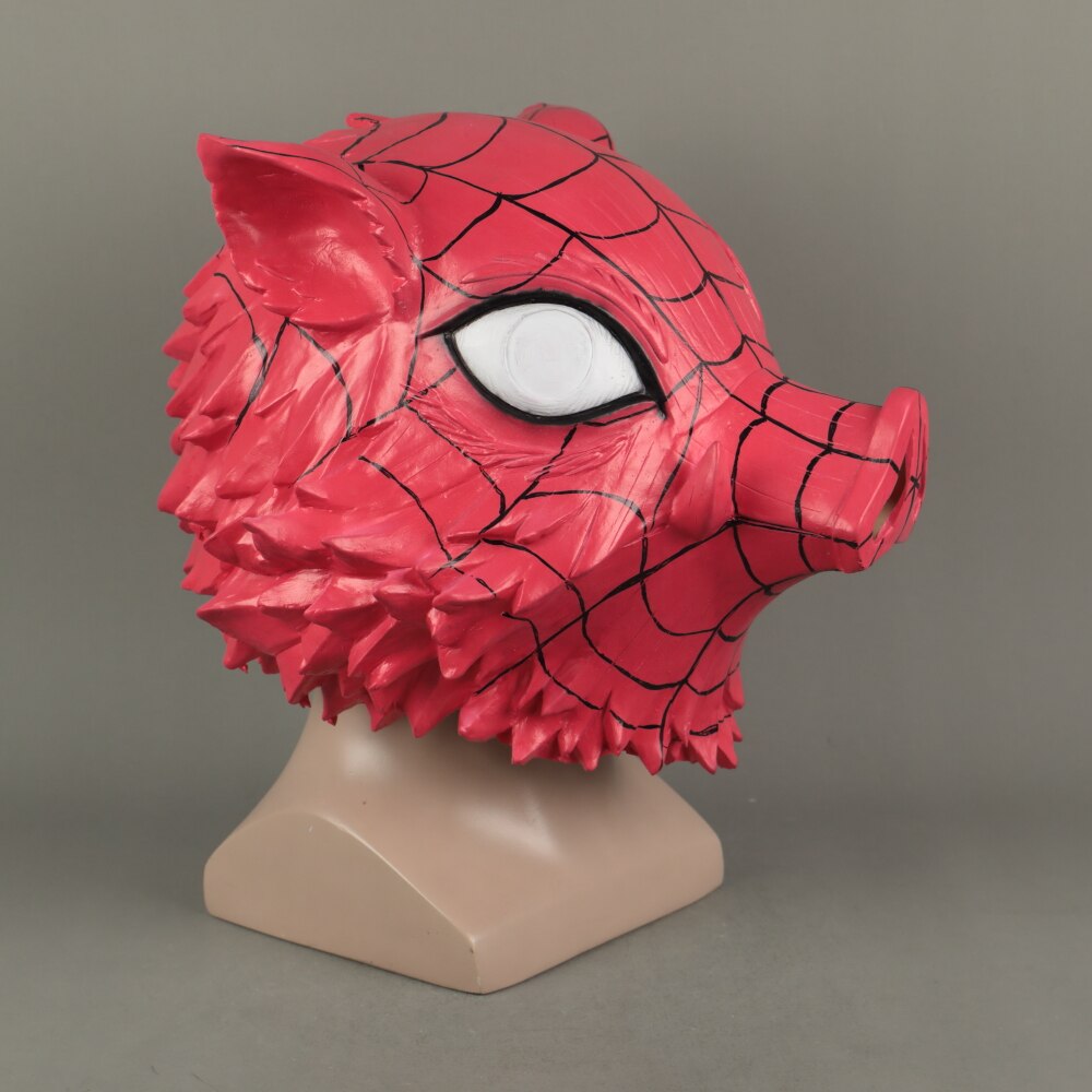 Demon Slayer Kimetsu no Yaiba Cosplay Hashibira Inosuke Spiderman Halloween Party Latex Helmet Props