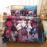 Demon Slayer Kamado Nezuko Cosplay Bedding Set Duvet Cover Halloween Bed Sheets