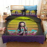 Demon Slayer Kamado Nezuko Cosplay Bedding Set Duvet Cover Halloween Bed Sheets