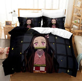 Demon Slayer Kamado Nezuko Cosplay Bedding Set Duvet Cover Halloween Bed Sheets