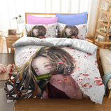 Demon Slayer Kamado Nezuko Cosplay Bedding Set Duvet Cover Halloween Bed Sheets