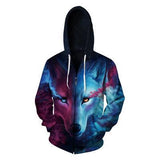 BFJmz Ice Fire Wolf 3D Printing Coat Zipper Coat Leisure Sports Sweater  Autumn And Winter - bfjcosplayer