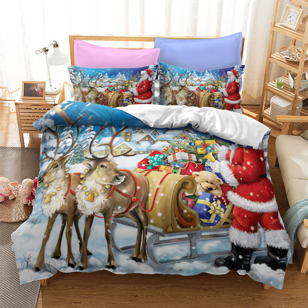 Father Christmas Cosplay Bedding Set Duvet Cover Halloween Bed Sheets