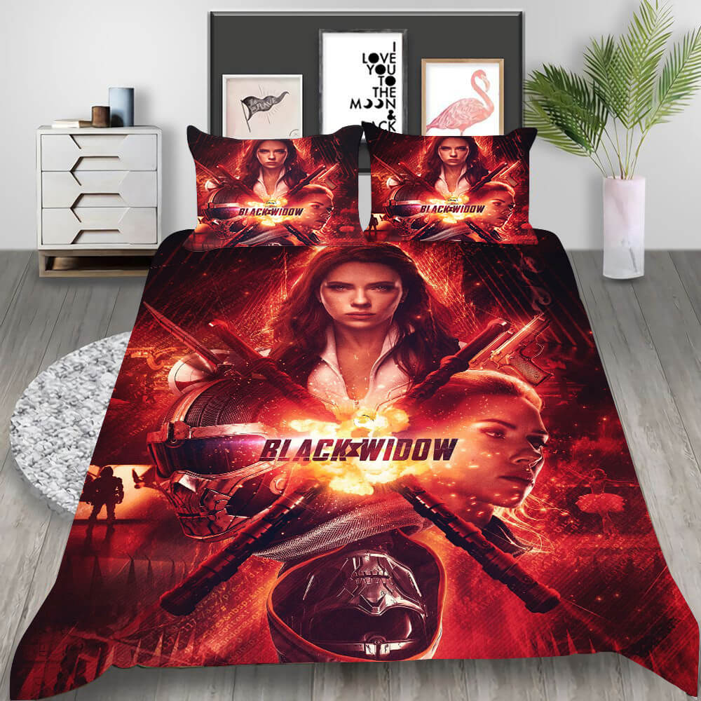 Film Black Widow Cosplay Bedding Set Duvet Cover Halloween Bed Sheets