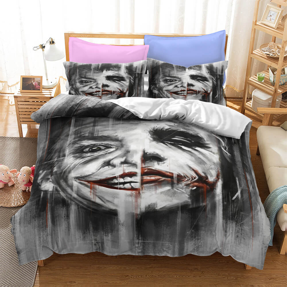Film Joker Jack Napier Cosplay Bedding Set Duvet Cover Halloween Bed Sheets