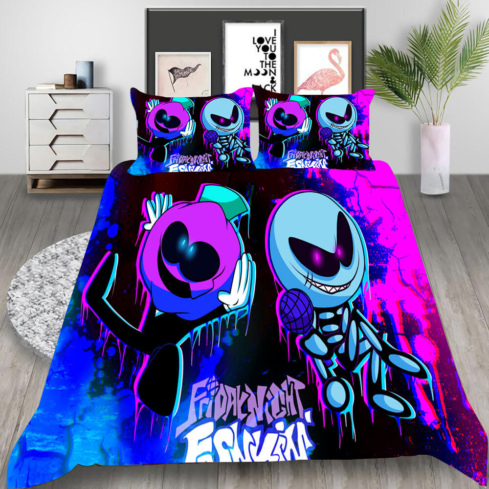 Friday Night Funkin Cosplay Bedding Set Duvet Cover Halloween Bed Sheets