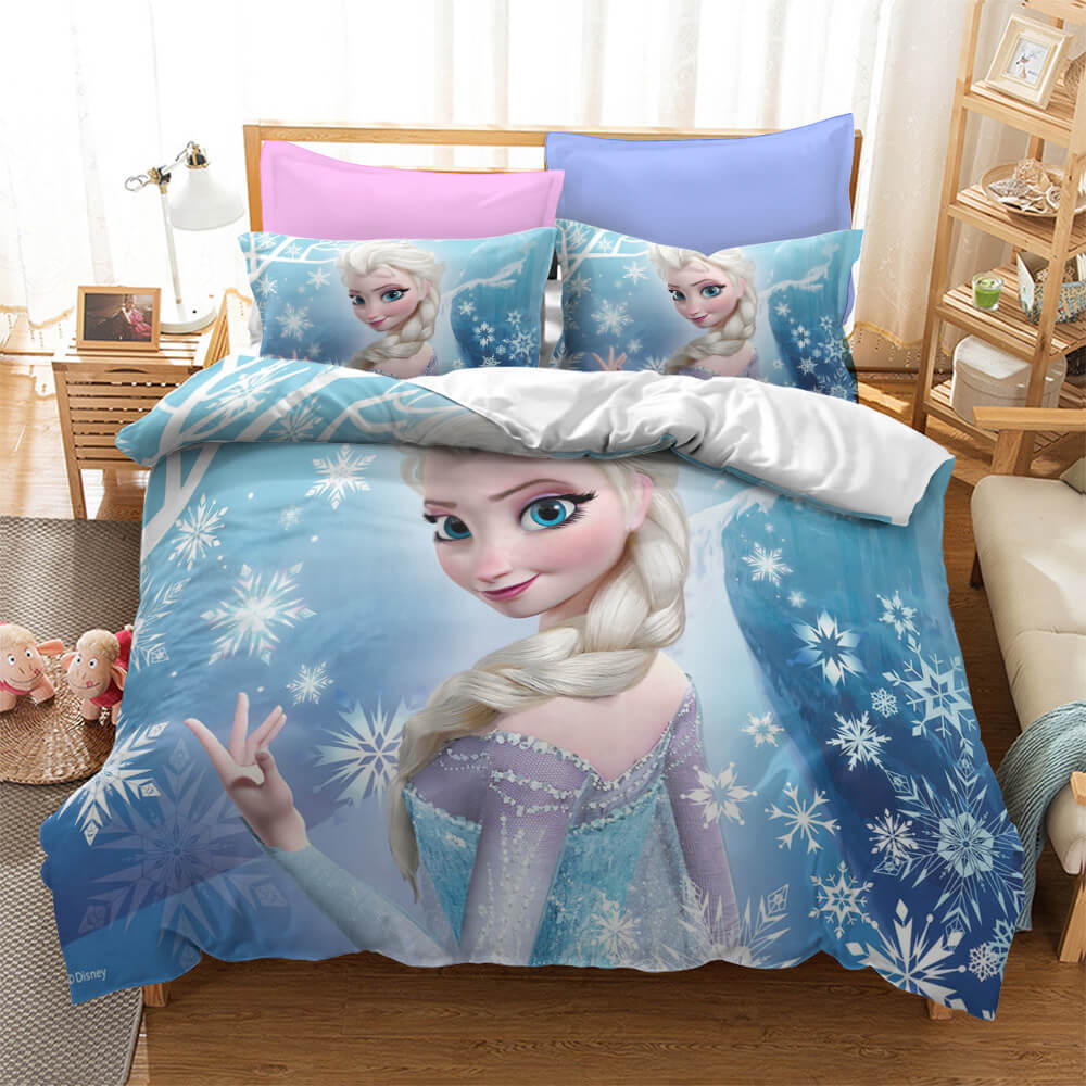 Frozen Elsa Anna Cosplay Duvet Cover Set Halloween Quilt Cover