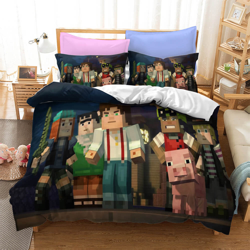 Game Minecraft Cosplay Bedding Duvet Cover Halloween Sheets Bed Set
