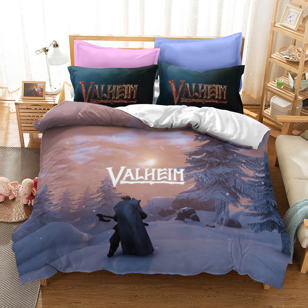 Game Valheim Cosplay Bedding Set Duvet Cover Halloween Bed Sheets