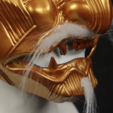 Ghost of Tsushima Sakai Half Face Samurai Glod helmet Halloween Cosplay Prop