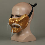 Ghost of Tsushima Sakai Half Face Samurai Glod helmet Halloween Cosplay Prop