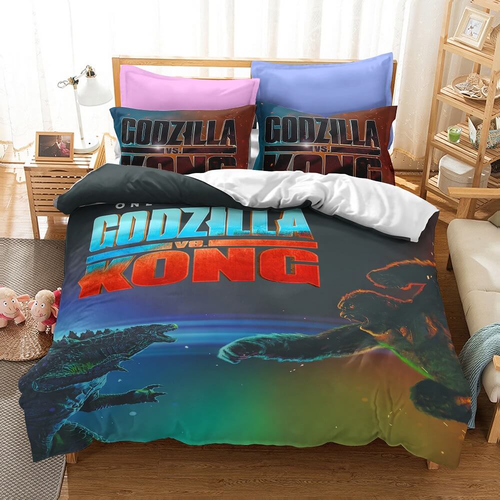 Godzilla vs Kong Cosplay Bedding Duvet Cover Halloween Comforter