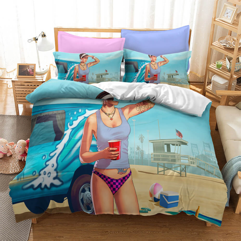Grand Theft Auto Cosplay Bedding Duvet Cover Halloween Sheets Bed Set