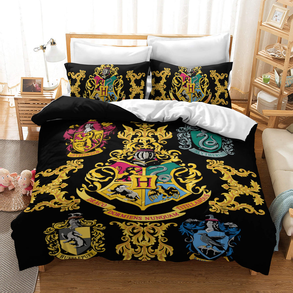 Harry Potter College Pattern Cosplay Duvet Cover Set Halloween Comforter