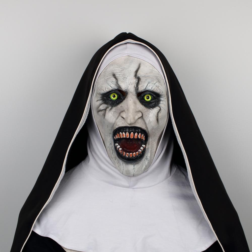 2018 The Nun Cosplay Demon Nun Horror Mask The Conjuring Valak Mask Full Head Terror Scary Halloween Party Props - bfjcosplayer