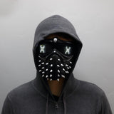 Game Watch Dogs 2 Mask Marcus LED Light Mask 25 Emoji Changeable Holloway Wrench Cosplay Punk Gothic Rivet Face Mask Halloween - bfjcosplayer