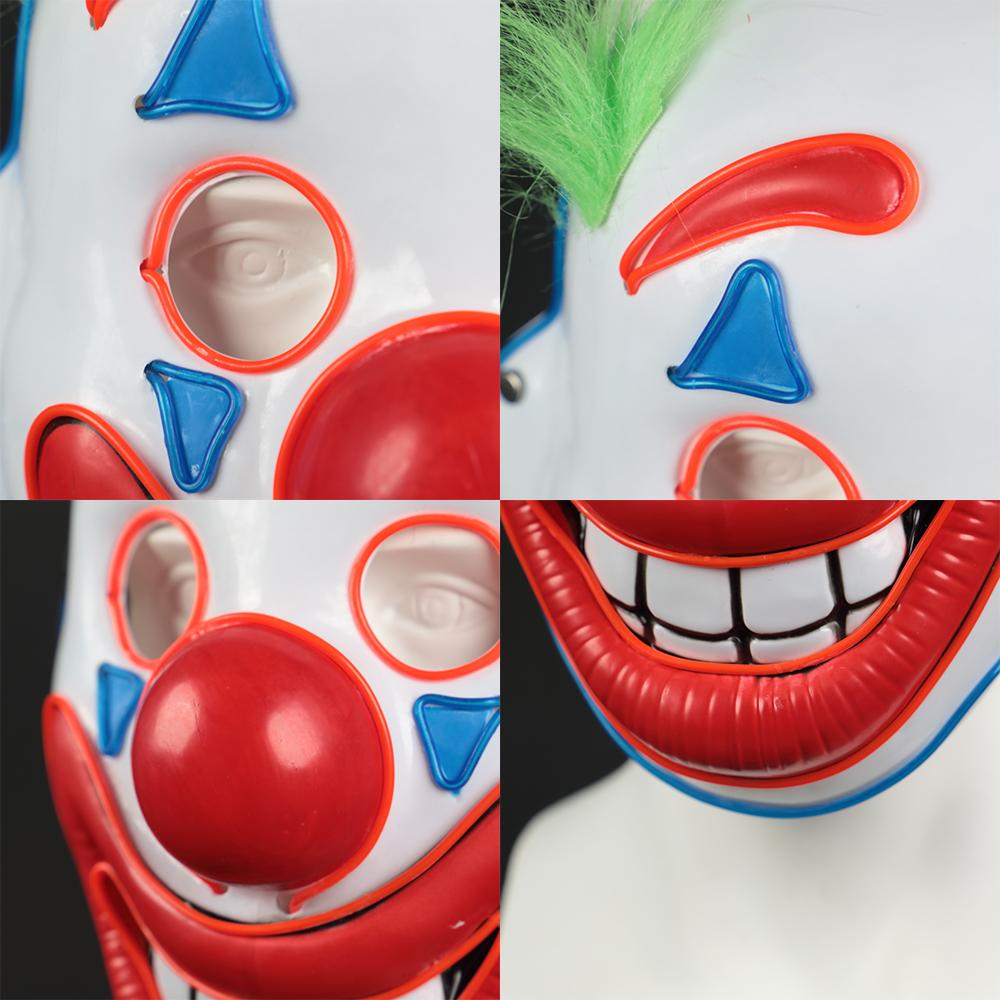 2019 Joker Pennywise LED Light Mask Stephen King Clown Cosplay Masks Green Hair Halloween Party Prop - bfjcosplayer